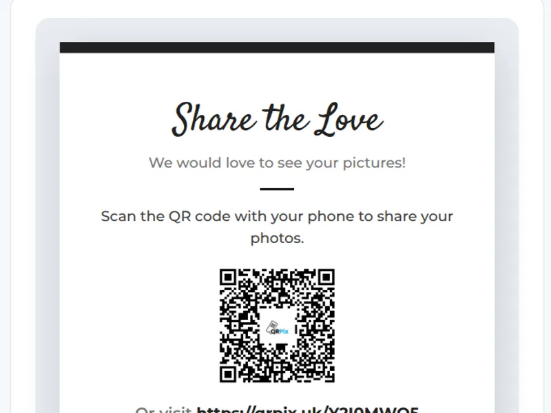 A printable QRPix flyer with the event QR code